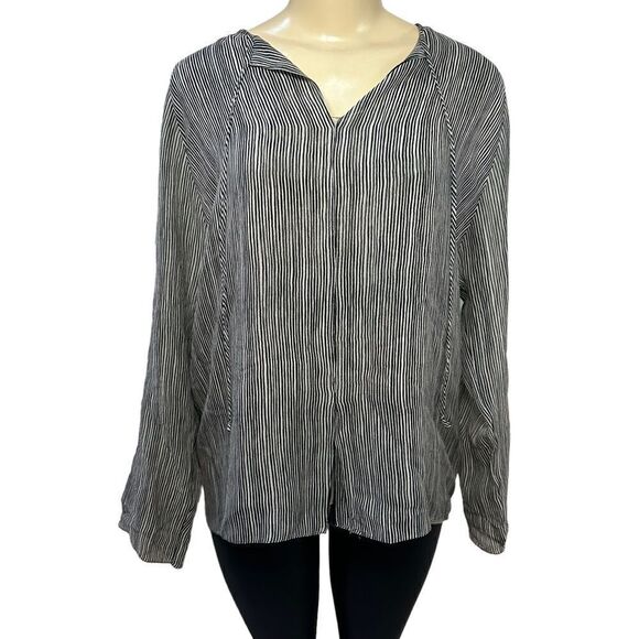 Shamask Silk Long Sleeve striped lined tunic Blouse size 10 - Picture 2 of 11